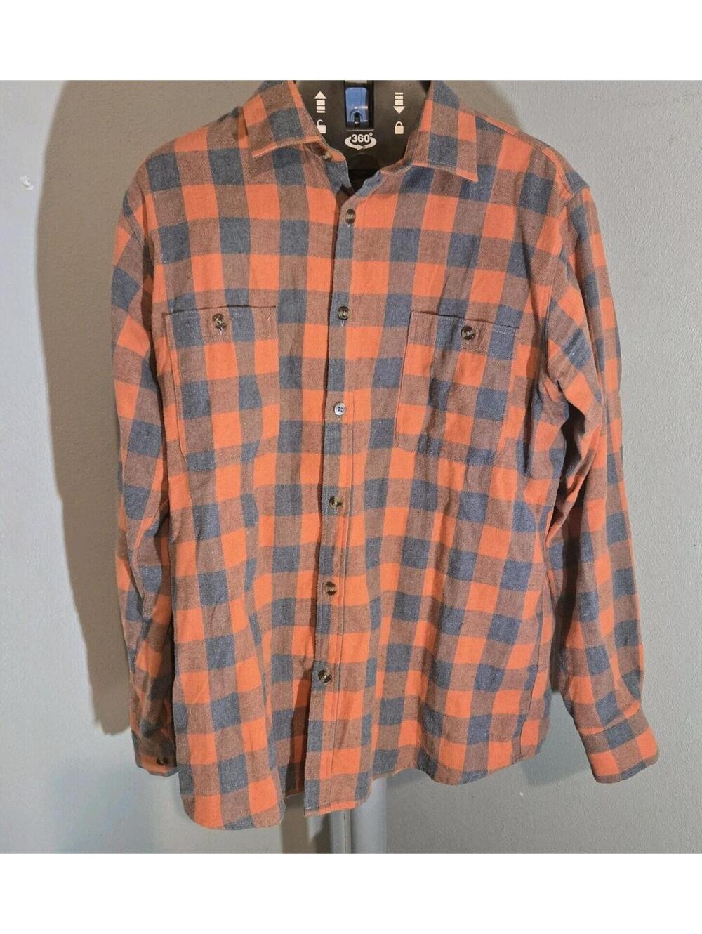 Design In Italy Flannel Shirt Long Sleeved Orange Cabin Core Lumberjack